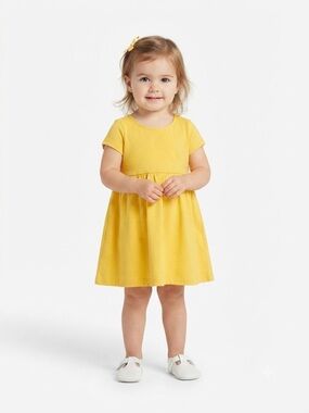 Hanna Andersson Yellow Short Sleeve Dress Size 90 (US 3)